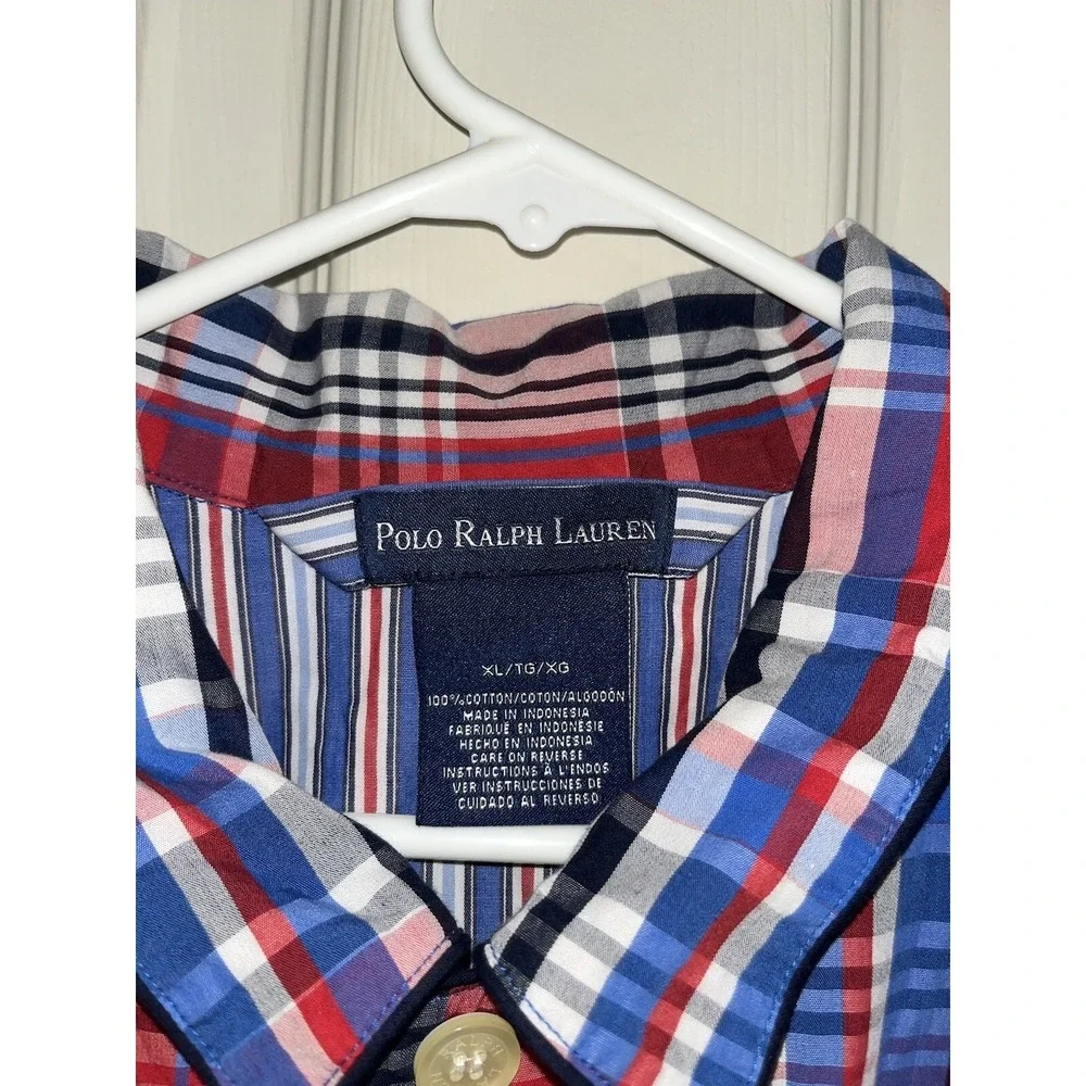 Polo Ralph Lauren Shirt Mens‎ XL White Blue Red Color Pony Preppy Pocket